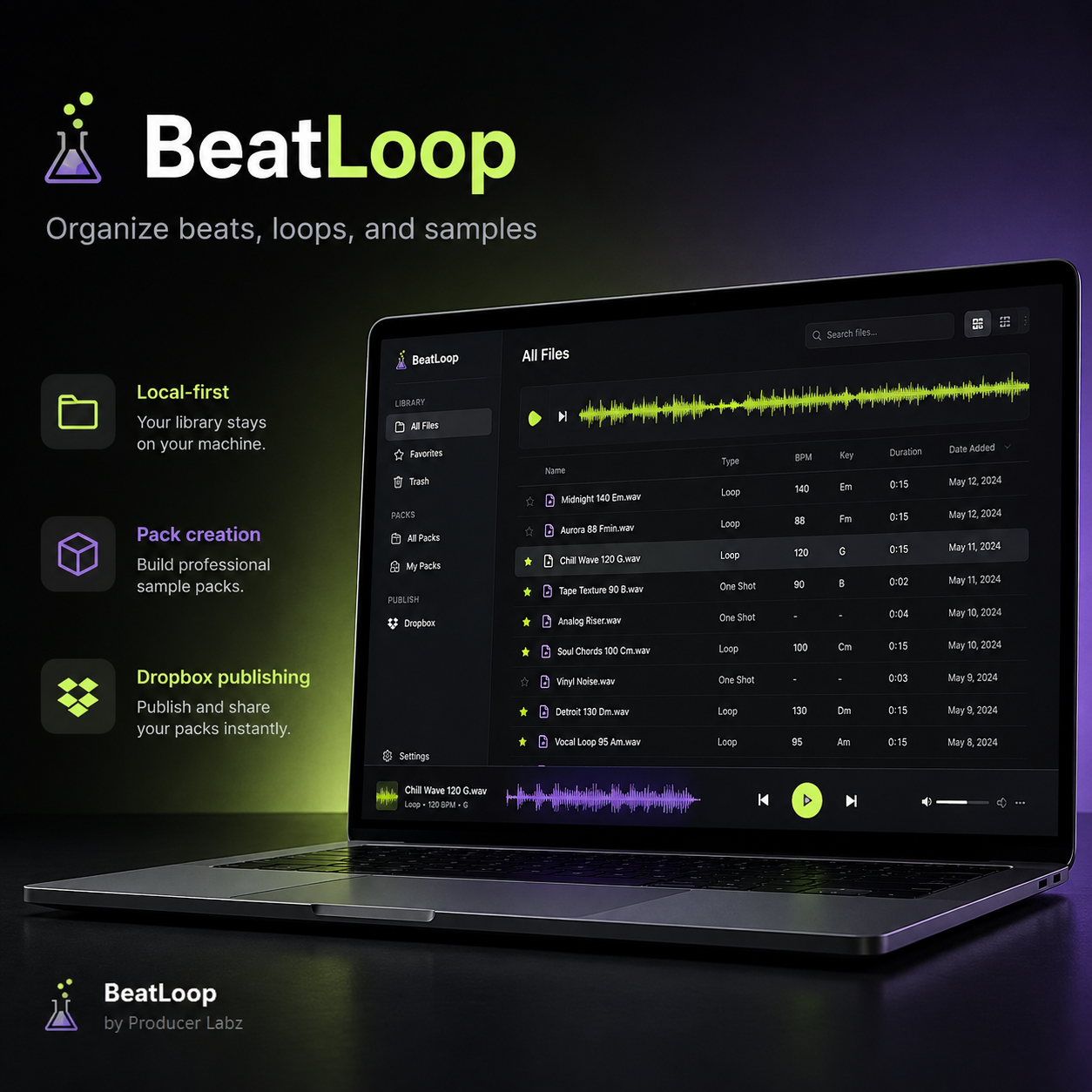 BeatLoop – Beat, Loop & Sample Organizer for Producers